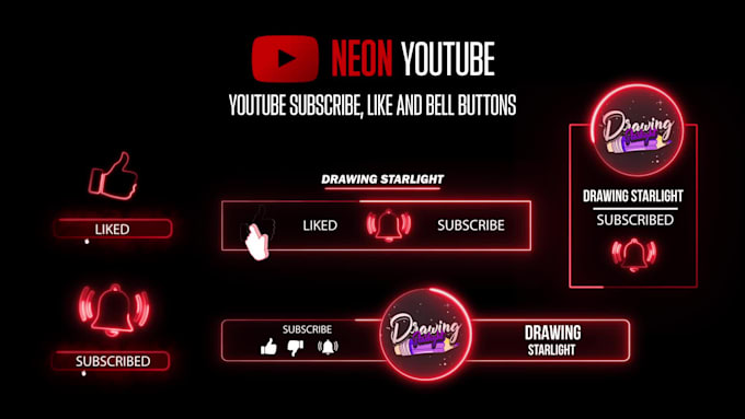 create stunning youtube subscribe, like and bell buttons