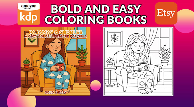 create coloring book pages and book cover for adults kids