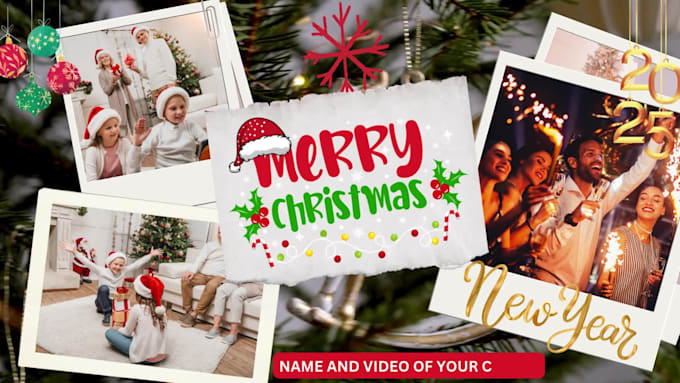 design new year, christmas card and video