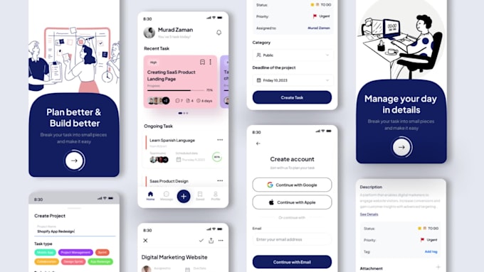Design a modern mobile app ui ux design in figma by Murad_zaman | Fiverr
