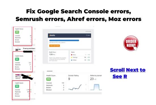 google search console errors, semrush errors, ahref errors, moz errors