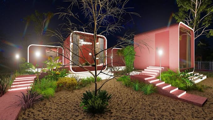 do modulars pods architectural design and 3d render