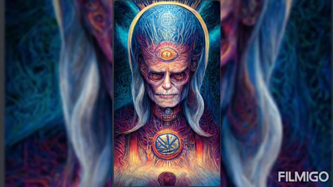 create a psychedelic design by alex grey using ai