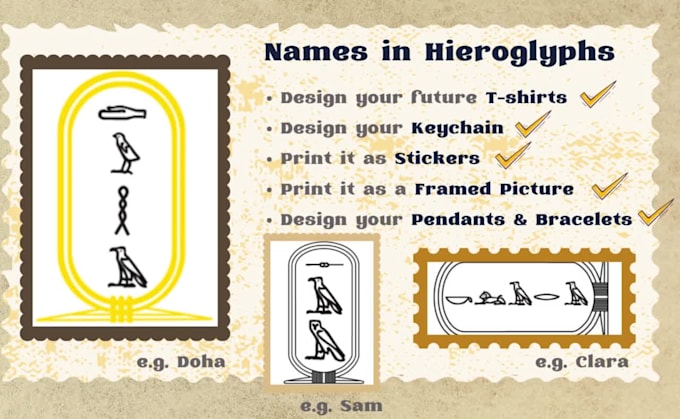 write your name in hieroglyphs within cartouches