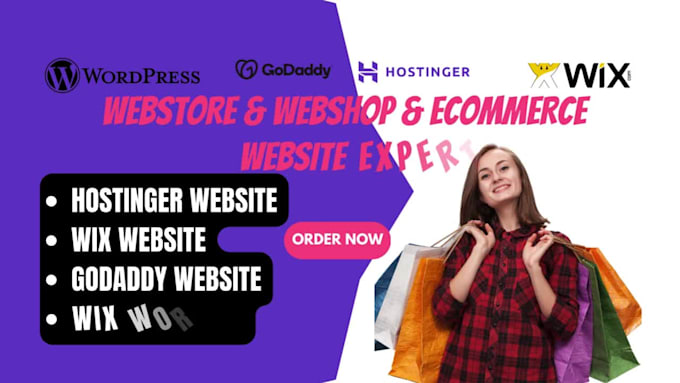 build webstore, webshop ecommerce hostinger, godaddy, wix website, wix wordpress