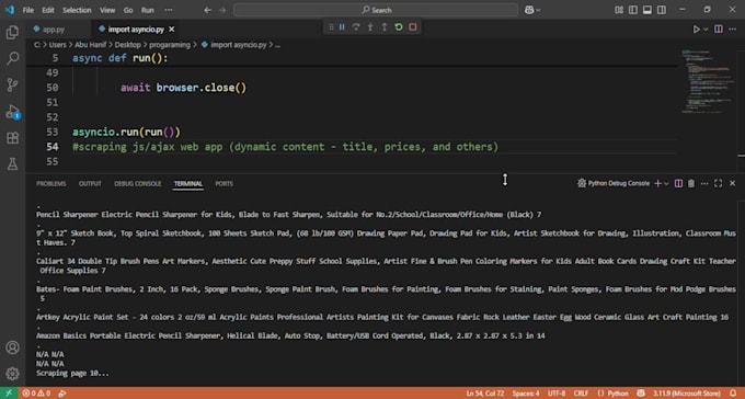 do python web scraping and data extraction with beautifulsoup, selenium, scrapy