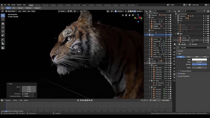 do 3d animal model, 3d animation texturing, 3d rigging in blender