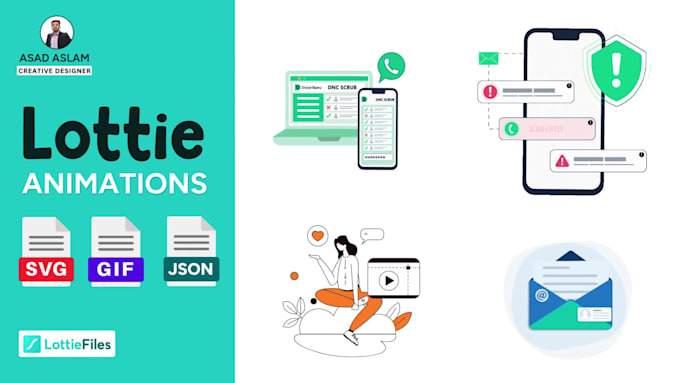 create lottie json svg animation, gif animations