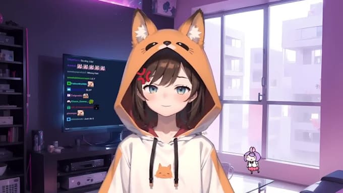 design vtuber model and rig live2d vtuber art, vtuber character in anime style