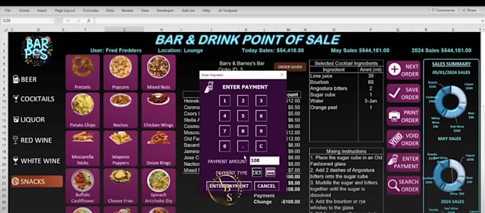 develop a touchscreen excel based pos for your business