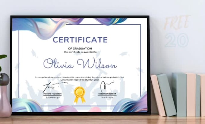custom certificate design with 20 name entries