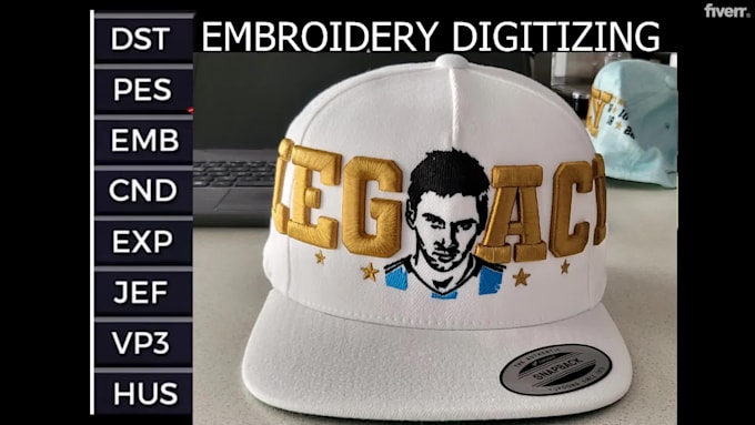 do embroidery digitizing hat cap any logo to emb dst any fil