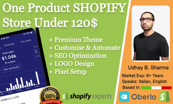 build shopify dropshipping store with logo, 6 figure shopify website in 2 days
