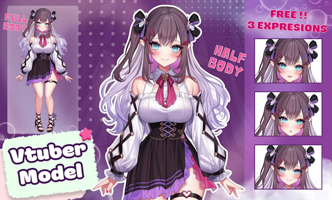 draw a custom high quality live2d vtuber model ready to rig