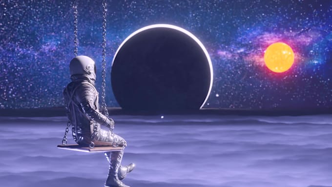 create realistic astronaut 3d artwork scene for your needs