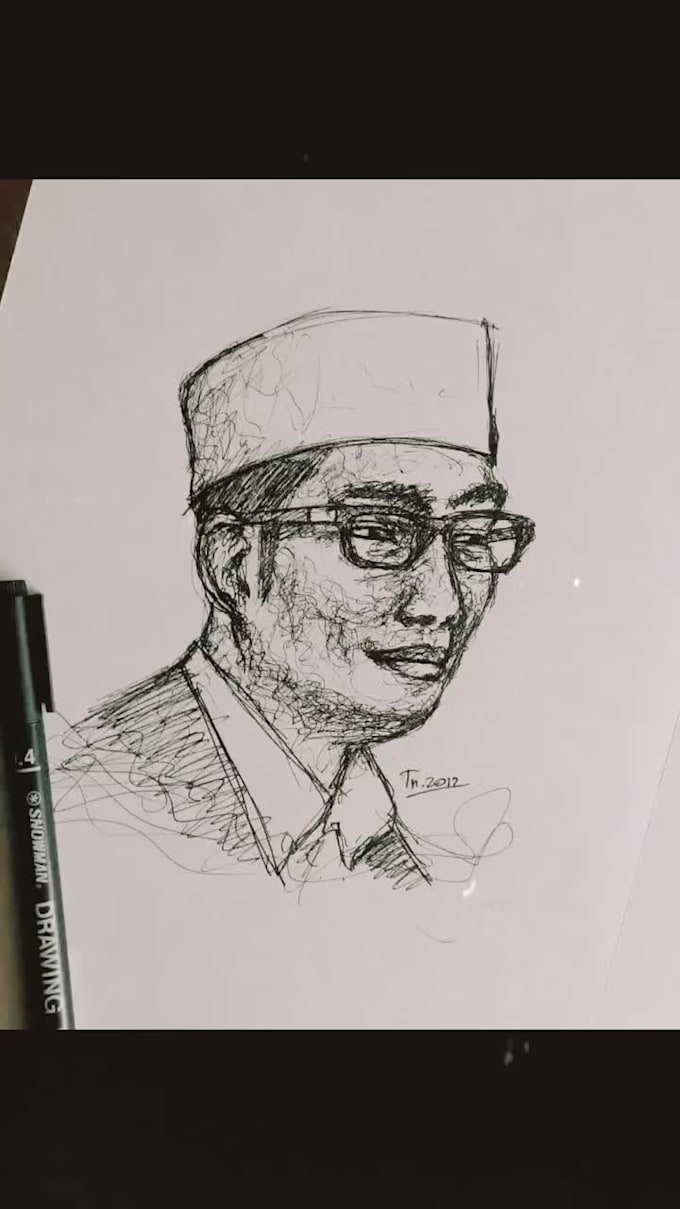 sketch your face with scribble line