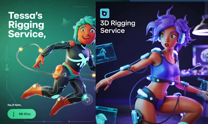 Do 3d modeling, rigging and 3d character animation by Tessacolins | Fiverr