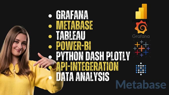 do dashboard in grafana, metabase, tableau, powerbi, plotly