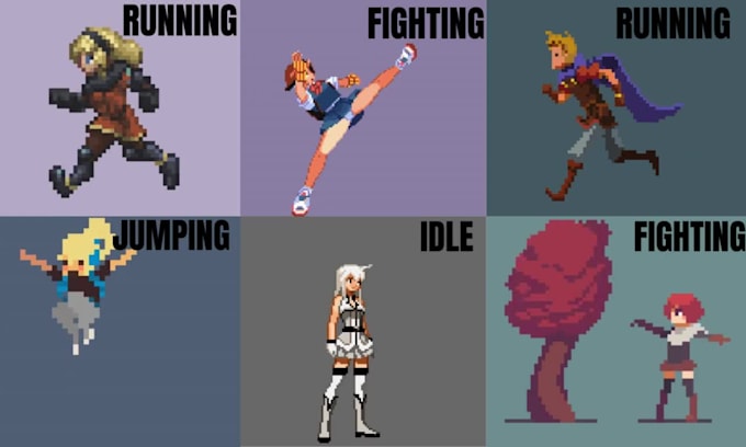 Design pixel art, pixel art animation, sprite sheet, 8bit, sprite for ...