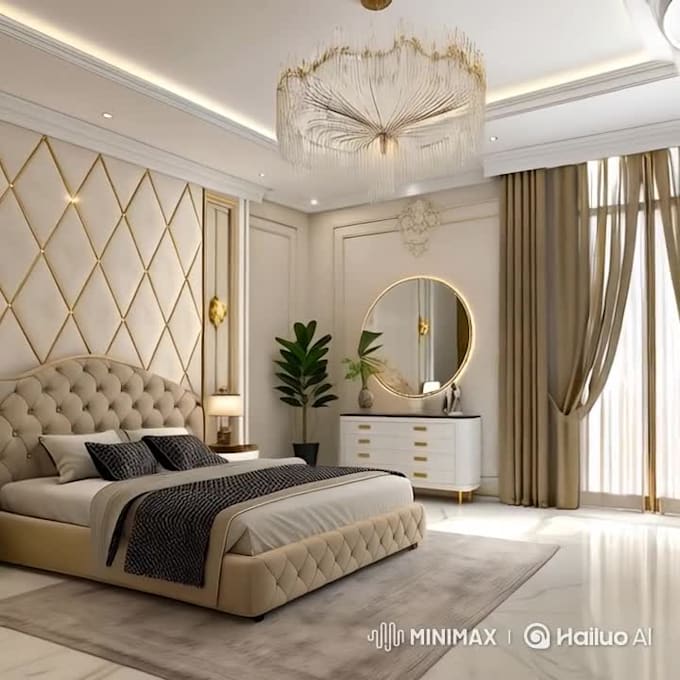 design a luxurious  interior with stylish furniture