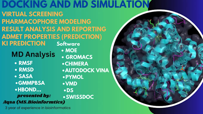 do molecular docking , molecular dynamic simulation,3d protein prediction