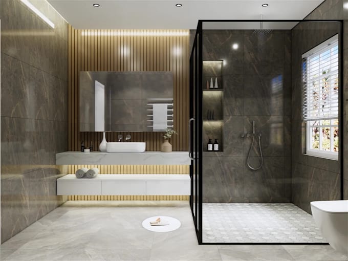 design and render bathroom interior in 3d