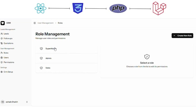 develop a custom CRM portal with admin dashboard