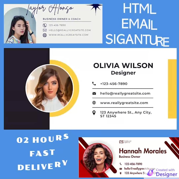 create professional HTML email signature for gmail, outlook clints