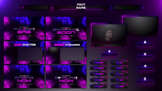 Design animated twitch overlay, facecam, panels, screen, alerts for ...