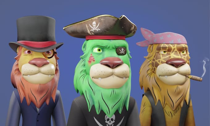 make 3d nft art modelling character for 3d nft collection