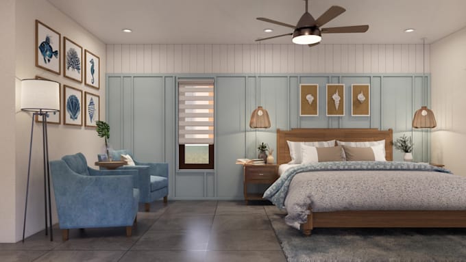 design a stunning 3d bedroom with realistic renderings