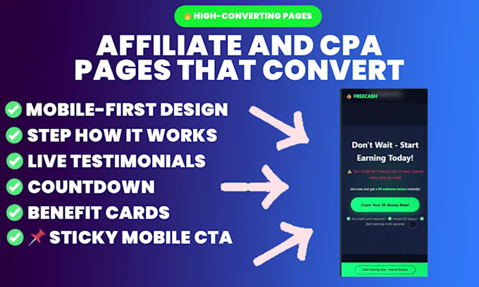design high converting affiliate or CPA landing pages