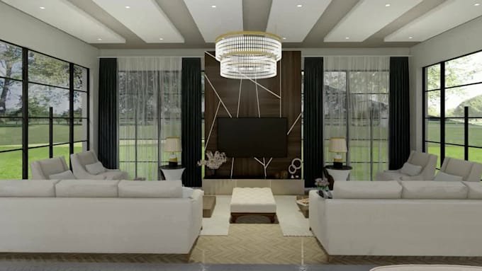 create interior design and realistic 3d rendering