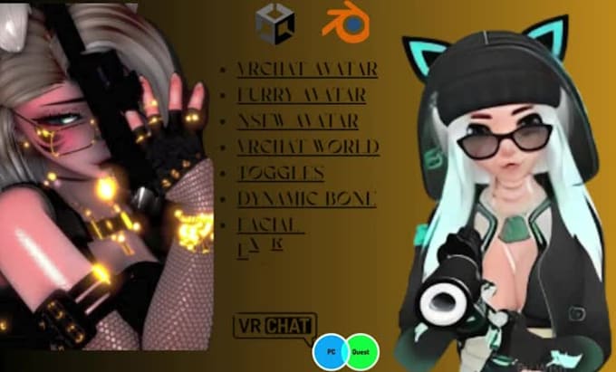 custom vrchat avatar vrc character vr chat avatar anime furry avatar nsfw unity