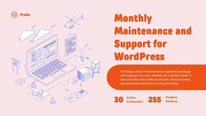 provide monthly maintenance support for wordpress website