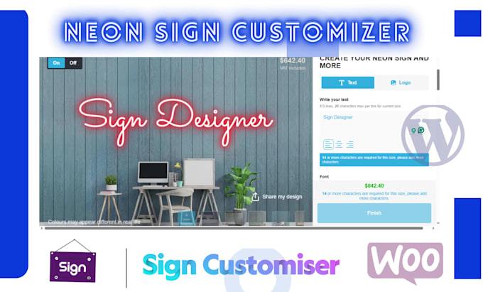 build a wordpress neon sign customizer shop with live preview