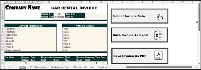 build a smart automated invoice system in excel or google sheets
