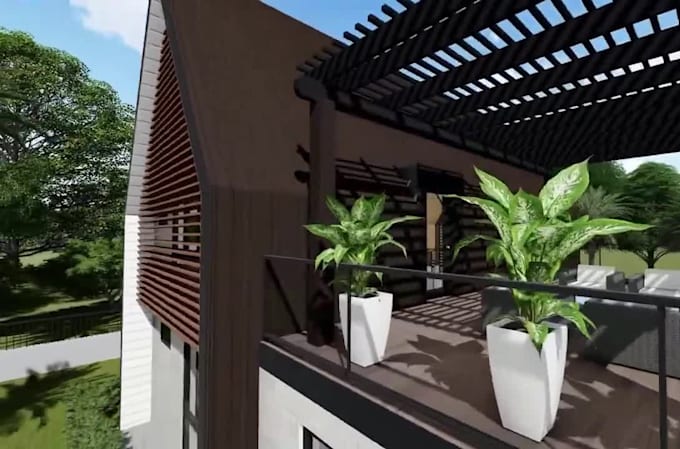 render modern rustic exterior,frame cabin house,modular sauna design,walkthrough