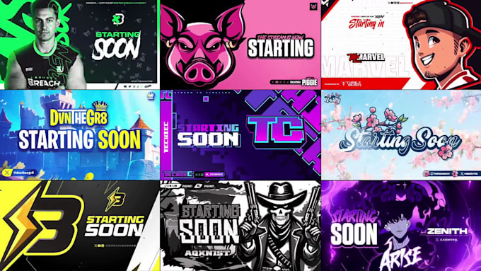 design animated twitch overlay, twitch logo, stream package