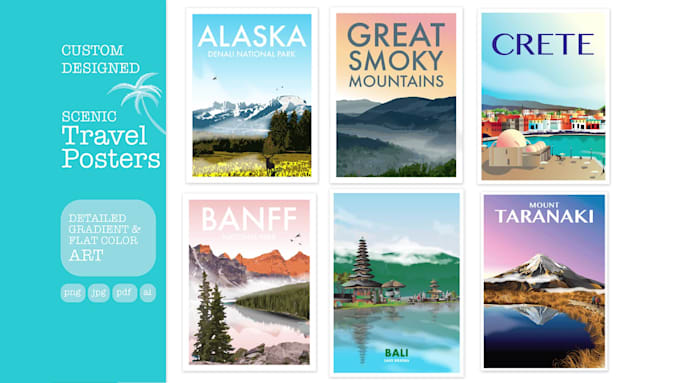 illustrate a cool vector graphic travel poster