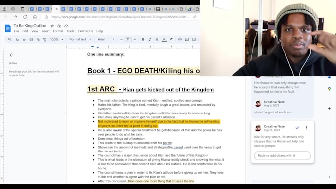 edit your story outline and provide genuine feedback