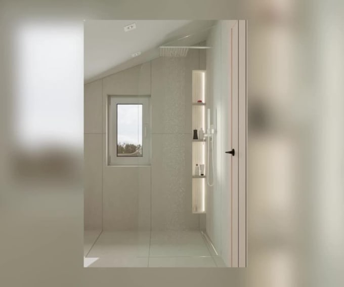 design and render a realistic modern bathroom