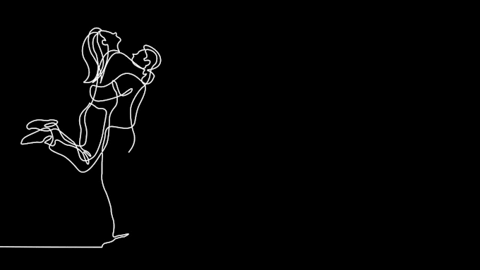 create a romantic valentines day line art animation