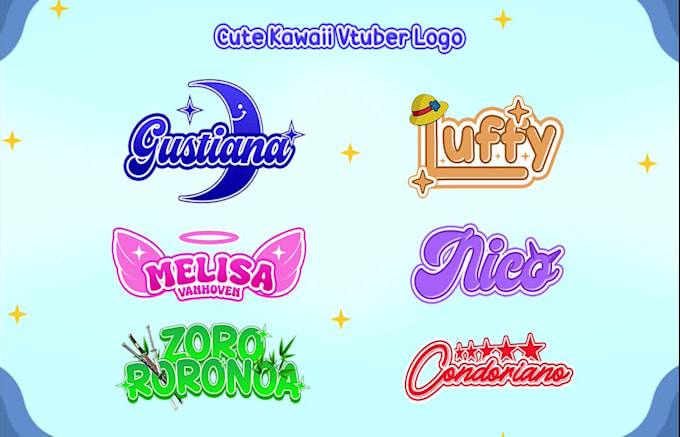 make cute colorfull anime logo for vtuber streamer twitch