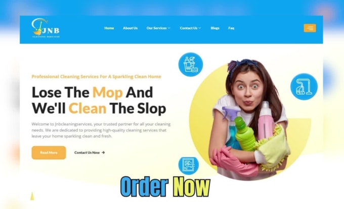 I will house cleaning website office cleaning service website cleaning business website