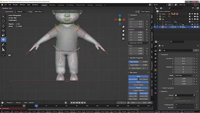 Be Your Ue5 Rigger, Face Morphs, Blender Control Rig 3d Model,character 