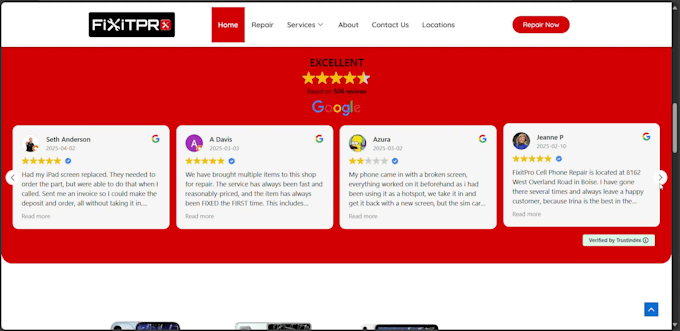 create a professional cell phone repair wordpress website with booking form