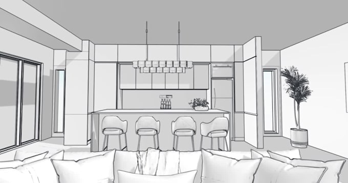interior design with 3d rendering