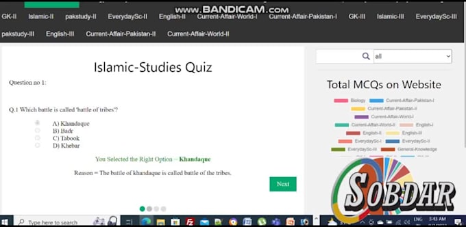 make mcqs website or online quiz