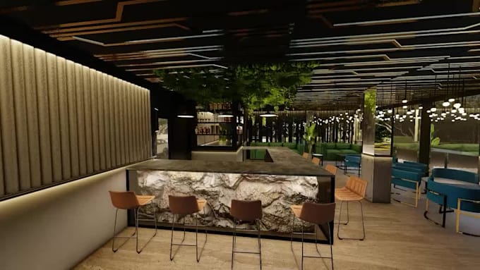 restaurant interior design and renders